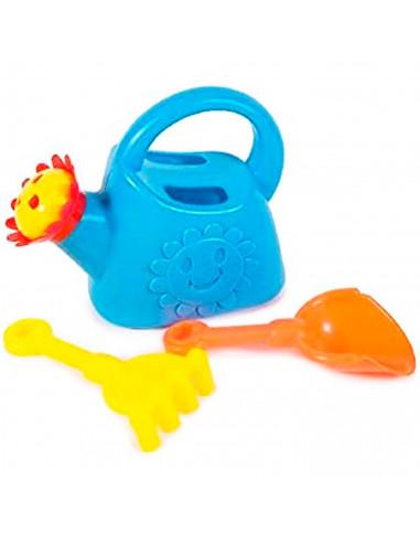 Tradineur - Set de regadera, pala y rastrillo de playa, plástico, juguete infantil, jugar en la arena, parque, jardín, regalo pa