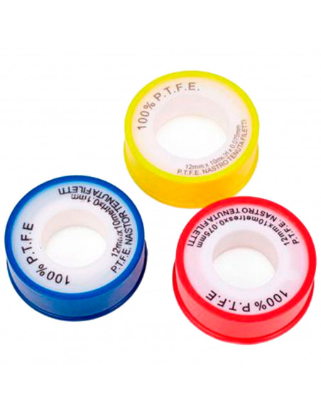 Tradineur - Pack de 3 cintas teflón - Fabricado en PTFE - Selladores y Adhesivo - Aptos para superficies como metal, plástico, P