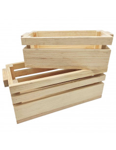 Tradineur - Set de 2 cajas de madera con asas, recipientes multiusos rectangulares, almacenaje de herramientas, accesorios de pi