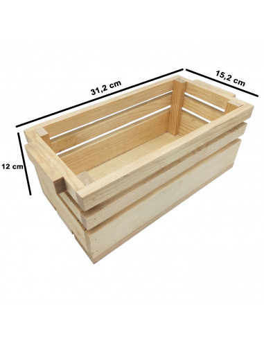 Tradineur - Set de 2 cajas de madera con asas, recipientes multiusos rectangulares, almacenaje de herramientas, accesorios de pi