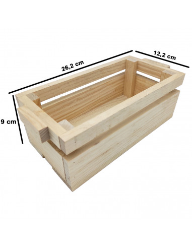 Tradineur - Set de 2 cajas de madera con asas, recipientes multiusos rectangulares, almacenaje de herramientas, accesorios de pi