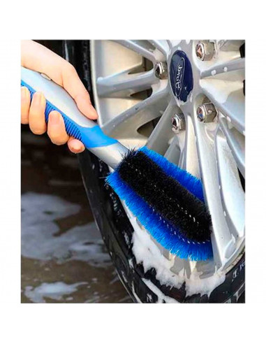 Tradineur - Cepillo para llantas de coche - Fabricado en España - Mango Ergonómico - Eliminación de suciedad, grasas o aceite.