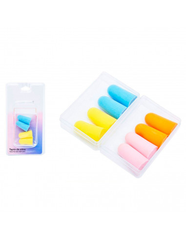 Tradineur - Pack de 4 tapones para oídos - Fabricado en Espuma - Apto para viajes, descanso y lectura - Diseño Ergonómico - Colo