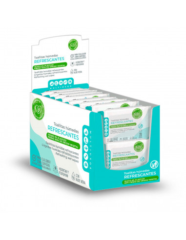 Tradineur - Toallitas Refrescantes - Incluye 20 Unidades - Material Natural - Alumbre, Aloe vera y Camomila - Fibras 100% Origen