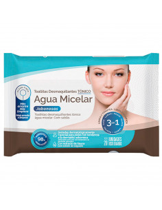 Tradineur - Toallitas desmaquillantes Tónico agua Micelar - Tejido Exfoliante - Todo en 1, rostro, ojos y labios - Incluye 20 To