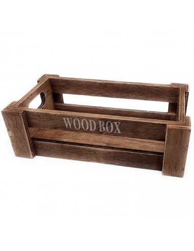 Tradineur - Set de 2 cajas de madera con asas, wood box, multiusos, almacenaje de objetos, herramientas, accesorios de pintura,
