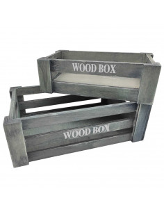 Tradineur - Set de 2 cajas de madera con asas, wood box, almacenaje de objetos, herramientas, accesorios de pintura, multiusos,