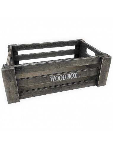 Tradineur - Set 2 cajas de madera con asas, wood box, almacenaje de objetos, herramientas, accesorios de pintura, multiusos, dec