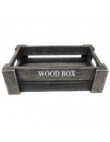 Tradineur - Set 2 cajas de madera con asas, wood box, almacenaje de objetos, herramientas, accesorios de pintura, multiusos, dec