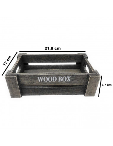 Tradineur - Set 2 cajas de madera con asas, wood box, almacenaje de objetos, herramientas, accesorios de pintura, multiusos, dec