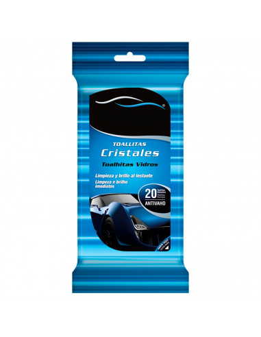 Tradineur - Toallitas para coches para cristales - Limpieza y brillo en un Instante - 20 Unidades - Perfume limón - Antivaho