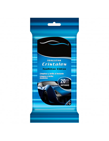 Tradineur - Toallitas para coches para cristales - Limpieza y brillo en un Instante - 20 Unidades - Perfume limón - Antivaho