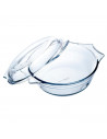 Ô Cuisine - Cacerola redonda de vidrio con tapa, de 24 x 20 x 9 cm, con capacidad de 1,6 litros. Recipiente de cristal para real