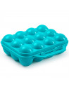 Tradineur - Huevera de plástico para 12 huevos, incluye asa, recipiente, almacenamiento de cocina, resistente, fabricada en Espa