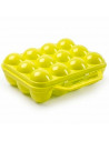 Tradineur - Huevera de plástico para 12 huevos, incluye asa, recipiente, almacenamiento de cocina, resistente, fabricada en Espa