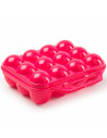 Tradineur - Huevera de plástico para 12 huevos, incluye asa, recipiente, almacenamiento de cocina, resistente, fabricada en Espa