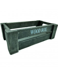 Tradineur - Caja de madera con asas "Wood Box" - Almacenamiento y organización - Caja Multiusos, Decoración, Herramientas, cocin