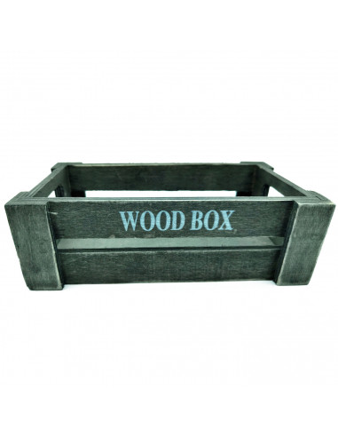 Tradineur - Caja de madera con asas "Wood Box" - Almacenamiento y organización - Caja Multiusos, Decoración, Herramientas, cocin