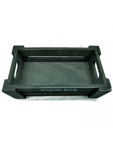 Tradineur - Caja de madera con asas "Wood Box" - Almacenamiento y organización - Caja Multiusos, Decoración, Herramientas, cocin