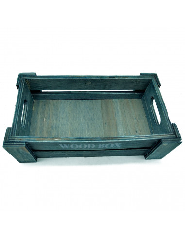 Tradineur - Caja de madera con asas "Wood Box" - Almacenamiento y organización - Caja Multiusos, Decoración, Herramientas, cocin