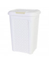 Papelera de baño de color blanco, de plástico, de 34 x 24 x 20 cm y con capacidad de 10 litros. Cubo para basura con tapa, espec