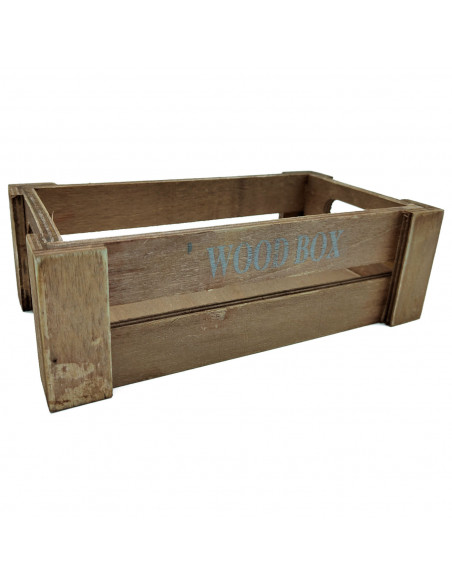 Tradineur - Caja de madera con asas "Wood Box" - Almacenamiento y organización - Caja Multiusos, Decoración, Herramientas, cocin