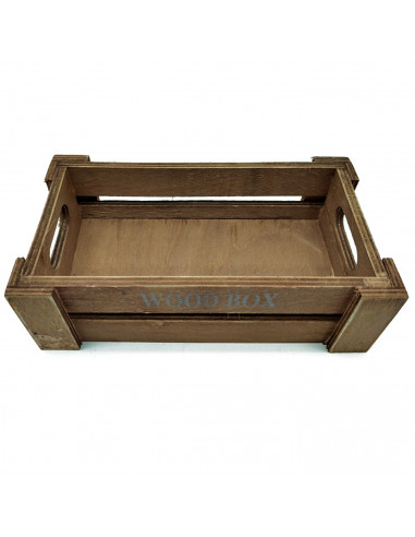 Tradineur - Caja de madera con asas "Wood Box" - Almacenamiento y organización - Caja Multiusos, Decoración, Herramientas, cocin