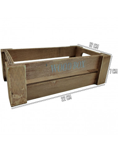 Tradineur - Caja de madera con asas "Wood Box" - Almacenamiento y organización - Caja Multiusos, Decoración, Herramientas, cocin