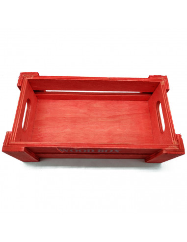 Tradineur - Caja de madera con asas "Wood Box" - Almacenamiento y organización - Caja Multiusos, Decoración, Herramientas, cocin
