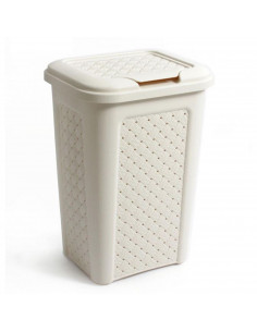 Papelera de baño de color angora, de plástico, de 34 x 24 x 20 cm y con capacidad de 10 litros. Cubo para basura con tapa, espec
