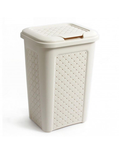 Papelera de baño de color angora, de plástico, de 34 x 24 x 20 cm y con capacidad de 10 litros. Cubo para basura con tapa, espec