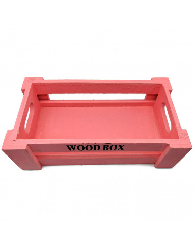 Tradineur - Caja de madera con asas "Wood Box" - Almacenamiento y organización - Caja Multiusos, Decoración, Herramientas, cocin