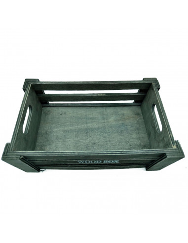Tradineur - Caja de madera con asas "Wood Box" - Almacenamiento y organización - Caja Multiusos, Decoración, Herramientas, cocin