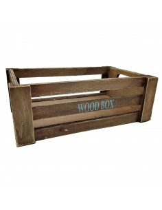 Tradineur - Caja de madera con asas "Wood Box" - Almacenamiento y organización - Caja Multiusos, Decoración, Herramientas, cocin