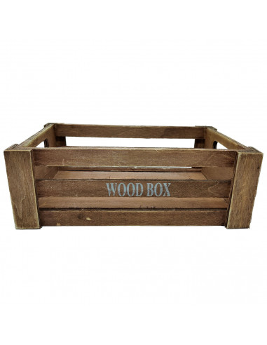 Tradineur - Caja de madera con asas "Wood Box" - Almacenamiento y organización - Caja Multiusos, Decoración, Herramientas, cocin