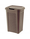 Papelera de baño de color wengué, de plástico, de 34 x 24 x 20 cm y con capacidad de 10 litros. Cubo para basura con tapa, espec