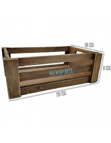 Tradineur - Caja de madera con asas "Wood Box" - Almacenamiento y organización - Caja Multiusos, Decoración, Herramientas, cocin