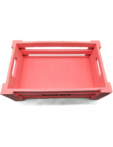 Tradineur - Caja de madera con asas "Wood Box" - Almacenamiento y organización - Caja Multiusos, Decoración, Herramientas, cocin