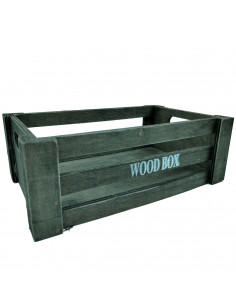 Tradineur - Caja de madera con asas "Wood Box" - Almacenamiento y organización - Caja Multiusos, Decoración, Herramientas, cocin
