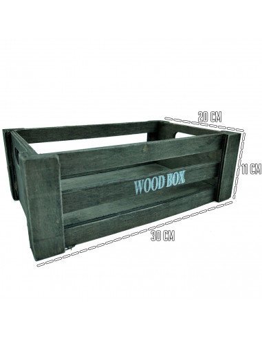 Tradineur - Caja de madera con asas "Wood Box" - Almacenamiento y organización - Caja Multiusos, Decoración, Herramientas, cocin