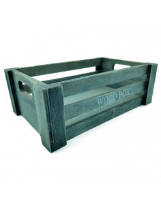 Tradineur - Caja de madera con asas "Wood Box" - Almacenamiento y organización - Caja Multiusos, Decoración, Herramientas, cocin