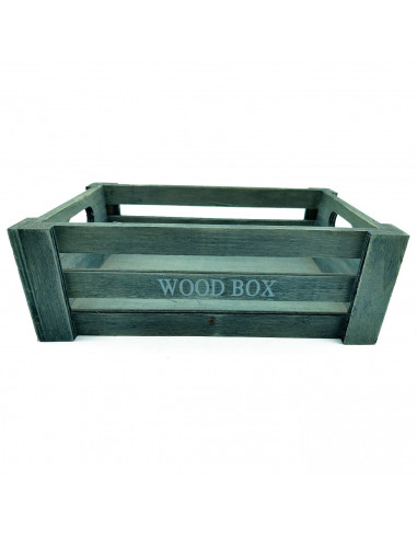 Tradineur - Caja de madera con asas "Wood Box" - Almacenamiento y organización - Caja Multiusos, Decoración, Herramientas, cocin