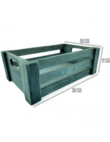 Tradineur - Caja de madera con asas "Wood Box" - Almacenamiento y organización - Caja Multiusos, Decoración, Herramientas, cocin