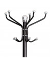 Perchero de pie metálico negro 12 ganchos 180 x 38 cm. Soporte para abrigos y sombreros, estilo minimalista, para recibidor u of