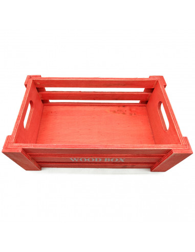 Tradineur - Caja de madera con asas "Wood Box" - Almacenamiento y organización - Caja Multiusos, Decoración, Herramientas, cocin