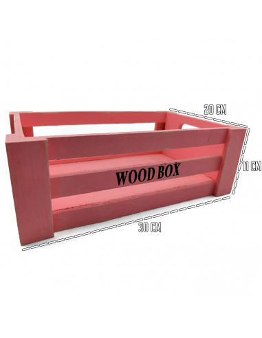 Tradineur - Caja de madera con asas "Wood Box" - Almacenamiento y organización - Caja Multiusos, Decoración, Herramientas, cocin