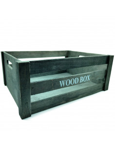 Tradineur - Caja de madera con asas "Wood Box" - Almacenamiento y organización - Caja Multiusos, Decoración, Herramientas, cocin