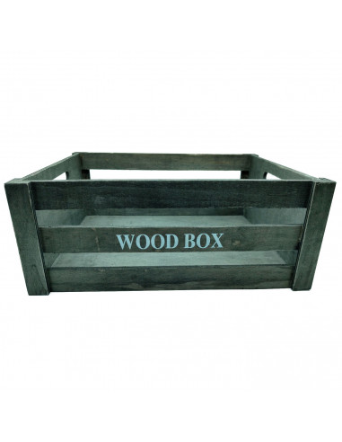 Tradineur - Caja de madera con asas "Wood Box" - Almacenamiento y organización - Caja Multiusos, Decoración, Herramientas, cocin