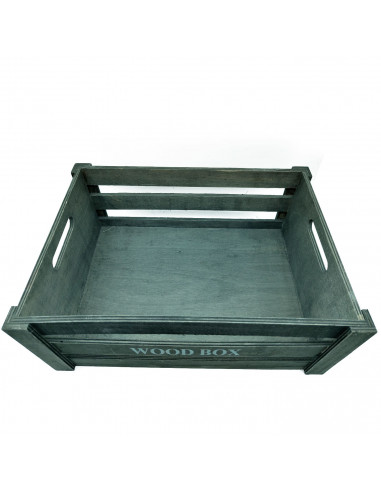 Tradineur - Caja de madera con asas "Wood Box" - Almacenamiento y organización - Caja Multiusos, Decoración, Herramientas, cocin