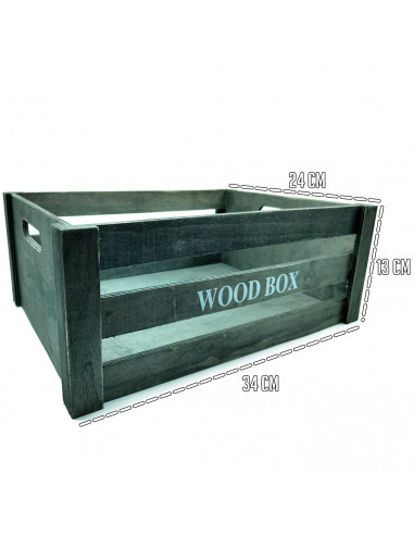 Tradineur - Caja de madera con asas "Wood Box" - Almacenamiento y organización - Caja Multiusos, Decoración, Herramientas, cocin